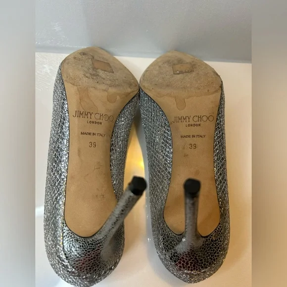 Jimmy Choo Silver Remy Heels - Picture 3 of 12